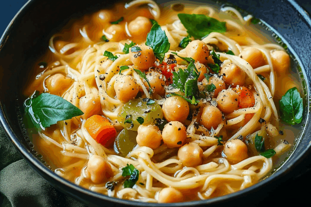 Vegan Chickpea Noodle Soup