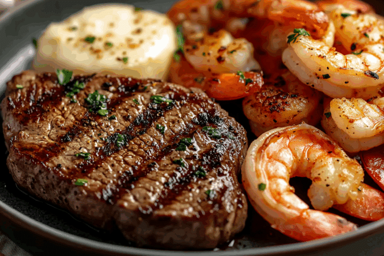 Garlic Butter Grilled Steak & Shrimp