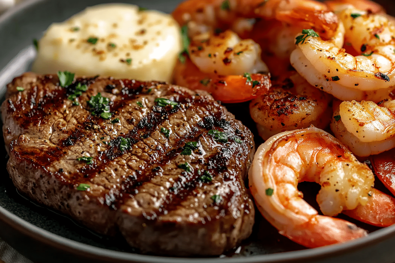 Garlic Butter Grilled Steak & Shrimp