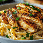 Savory Cajun Chicken over Creamy Parmesan Linguine