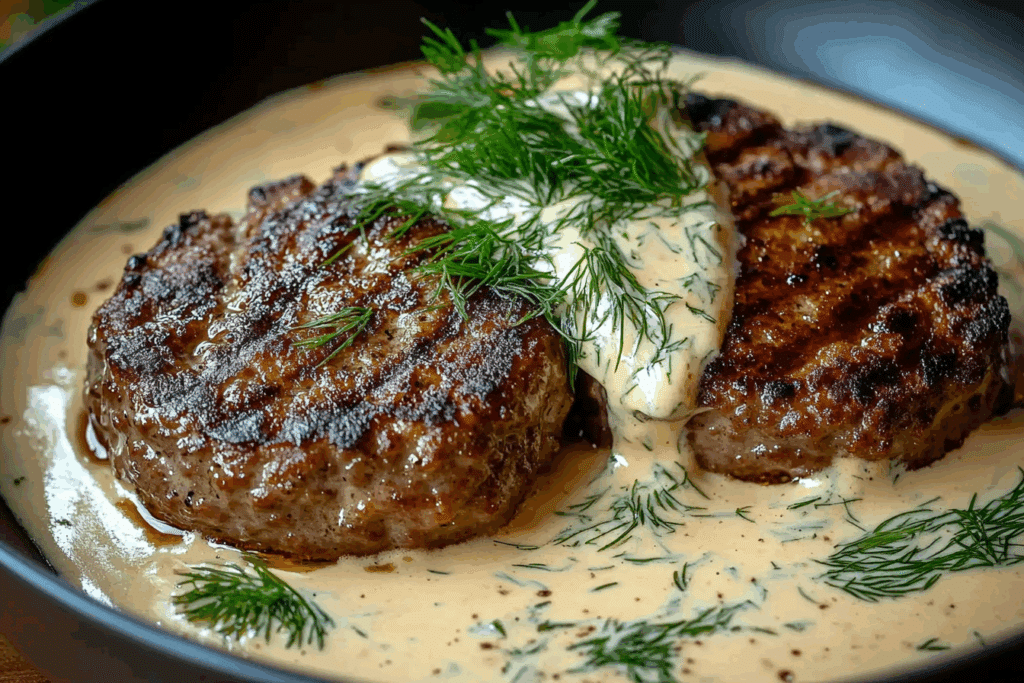 Hamburger Steaks in Creamy Dill Sauce
