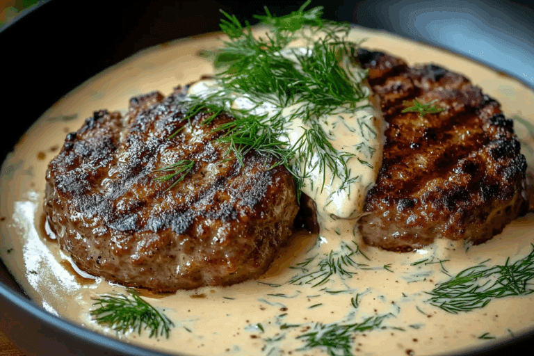 Hamburger Steaks in Creamy Dill Sauce