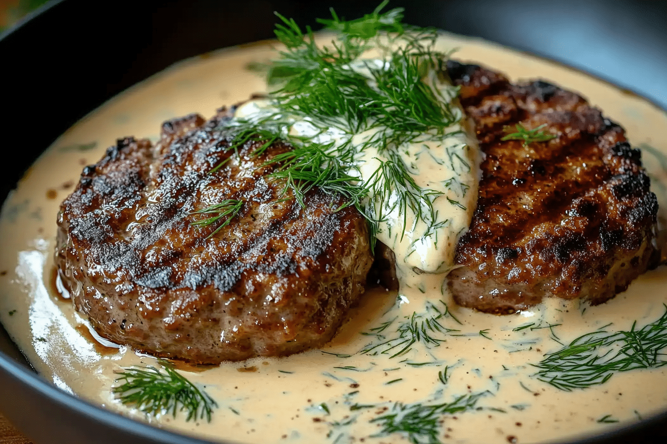 Hamburger Steaks in Creamy Dill Sauce
