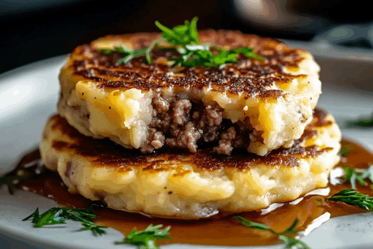 Mashed Potato Pancakes with Ground Beef Filling