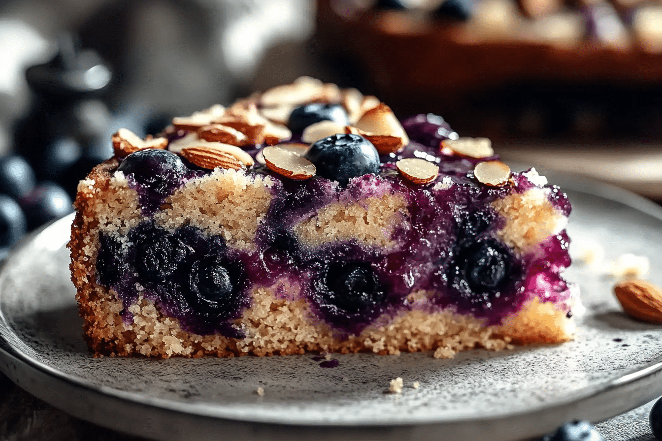 Almond Praline Blueberry Cake