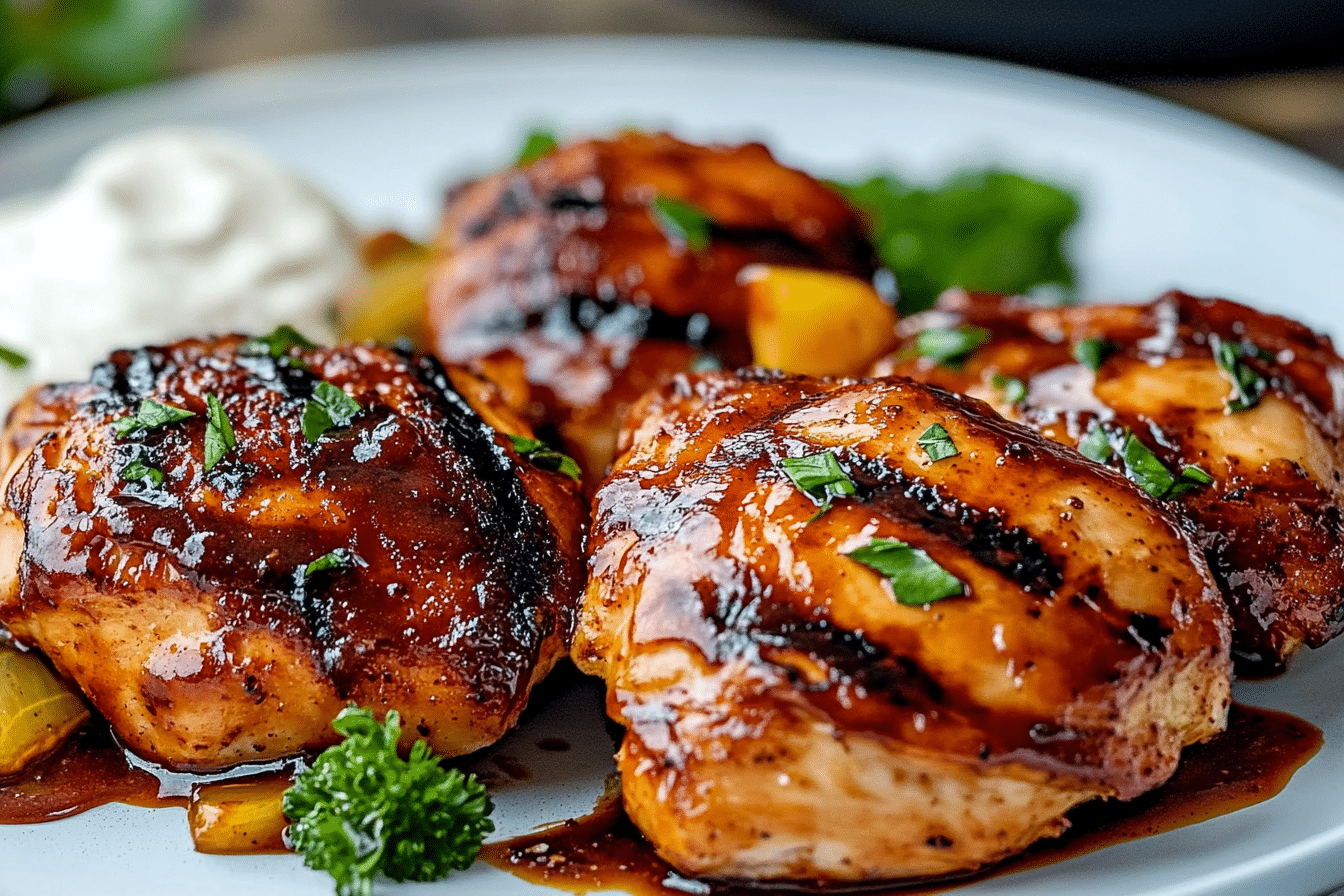 Grilled BBQ Boneless Chicken Thighs