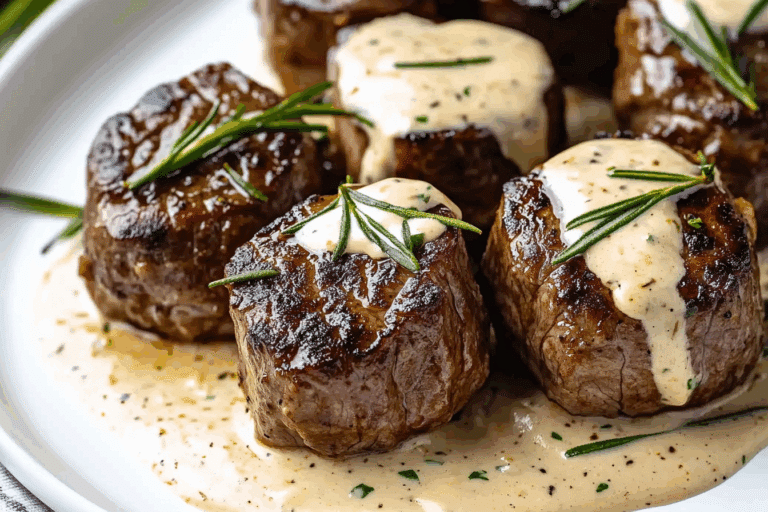 Garlic Butter Steak Bites with Parmesan Cream Sauce