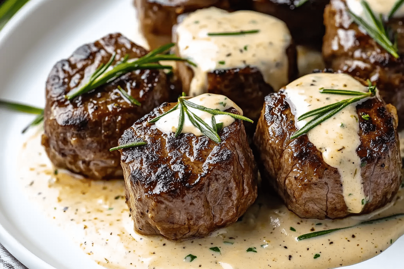 Garlic Butter Steak Bites with Parmesan Cream Sauce