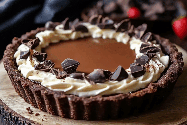 Dark Chocolate Tart with Espresso Whipped Cream