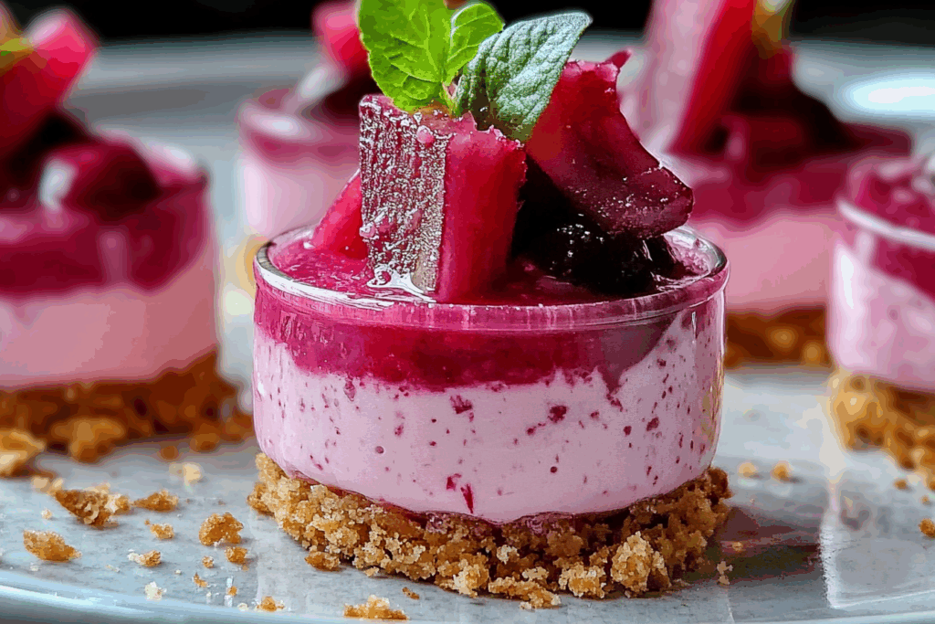 No-Bake Rhubarb Cheesecake Jars
