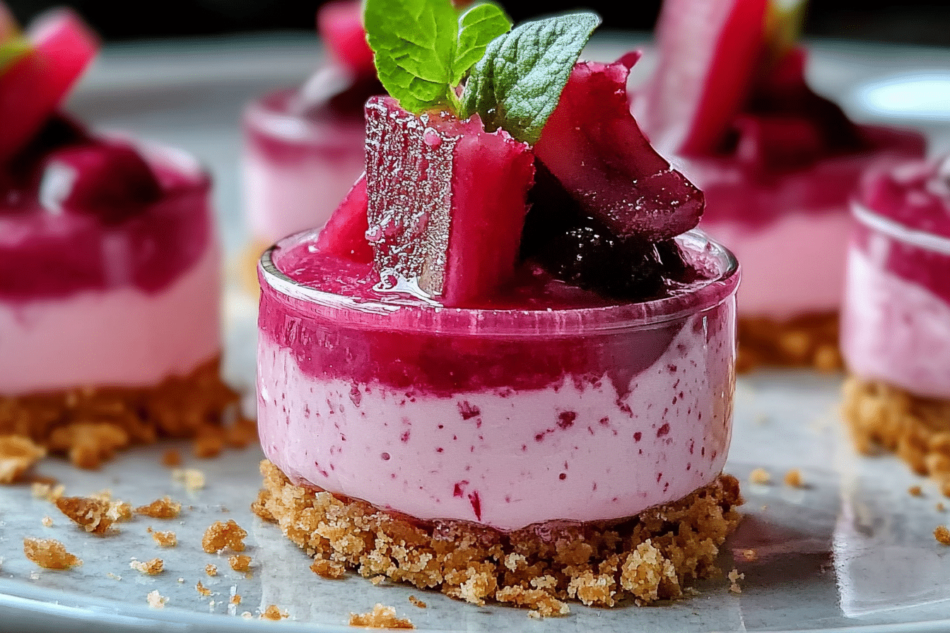 No-Bake Rhubarb Cheesecake Jars
