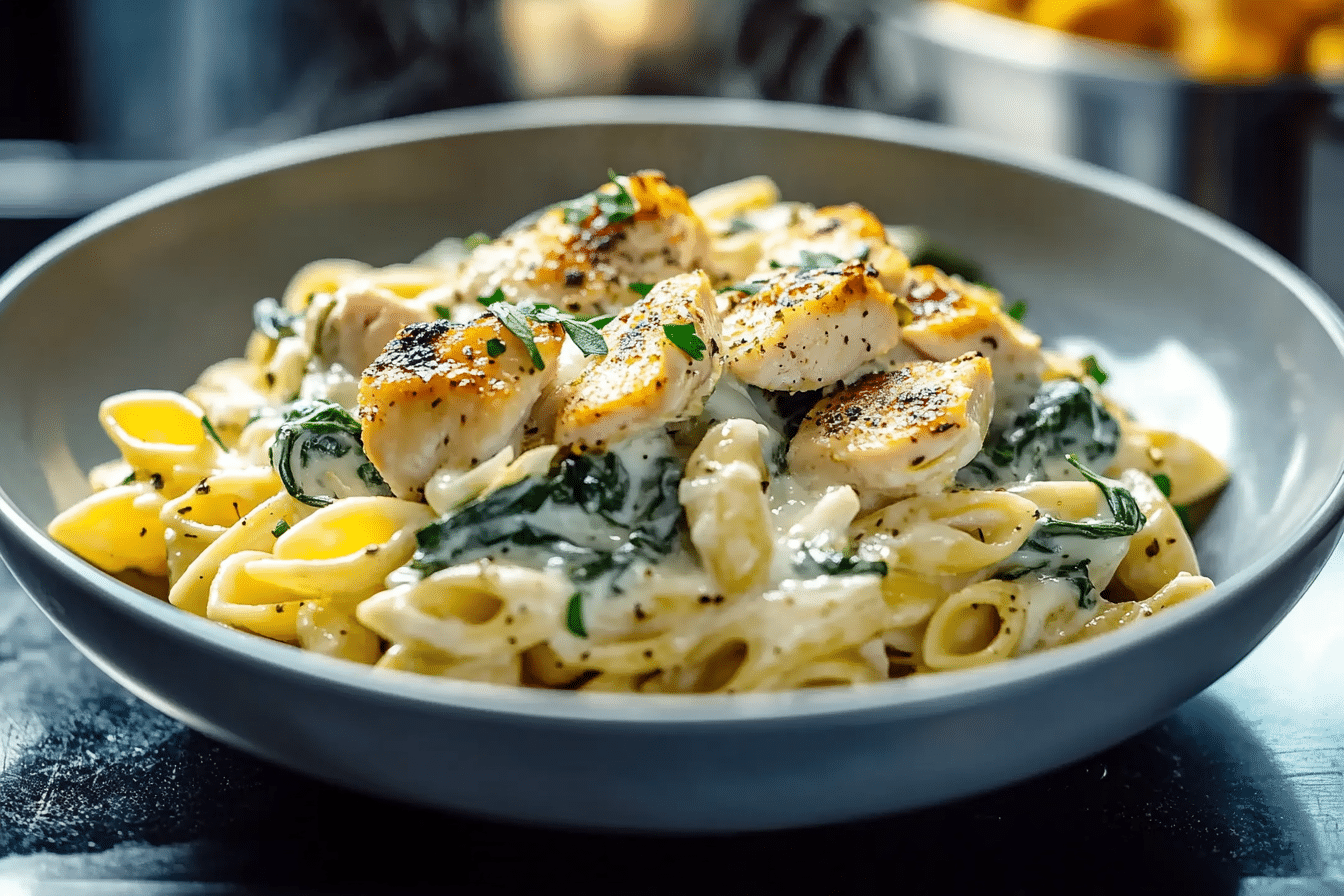 Spinach & Artichoke Dip Pasta with Chicken
