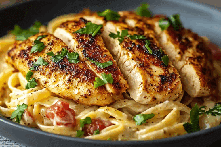 Savory Cajun Chicken with Creamy Parmesan Pasta Linguine