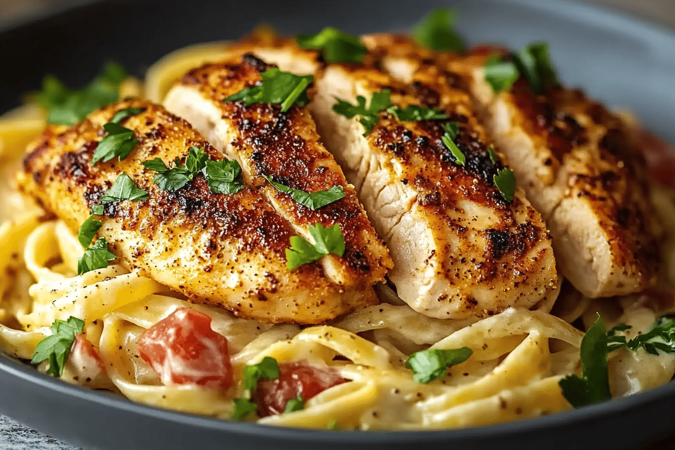 Savory Cajun Chicken with Creamy Parmesan Pasta Linguine