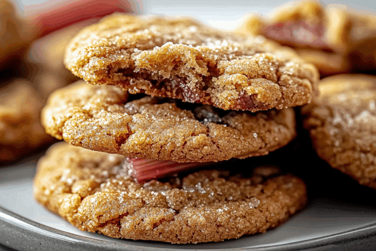 Chewy Brown Sugar Rhubarb Spice Cookies