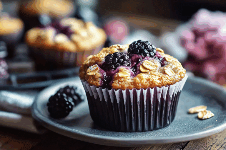 Blackberry Cinnamon Swirl Oatmeal Muffins