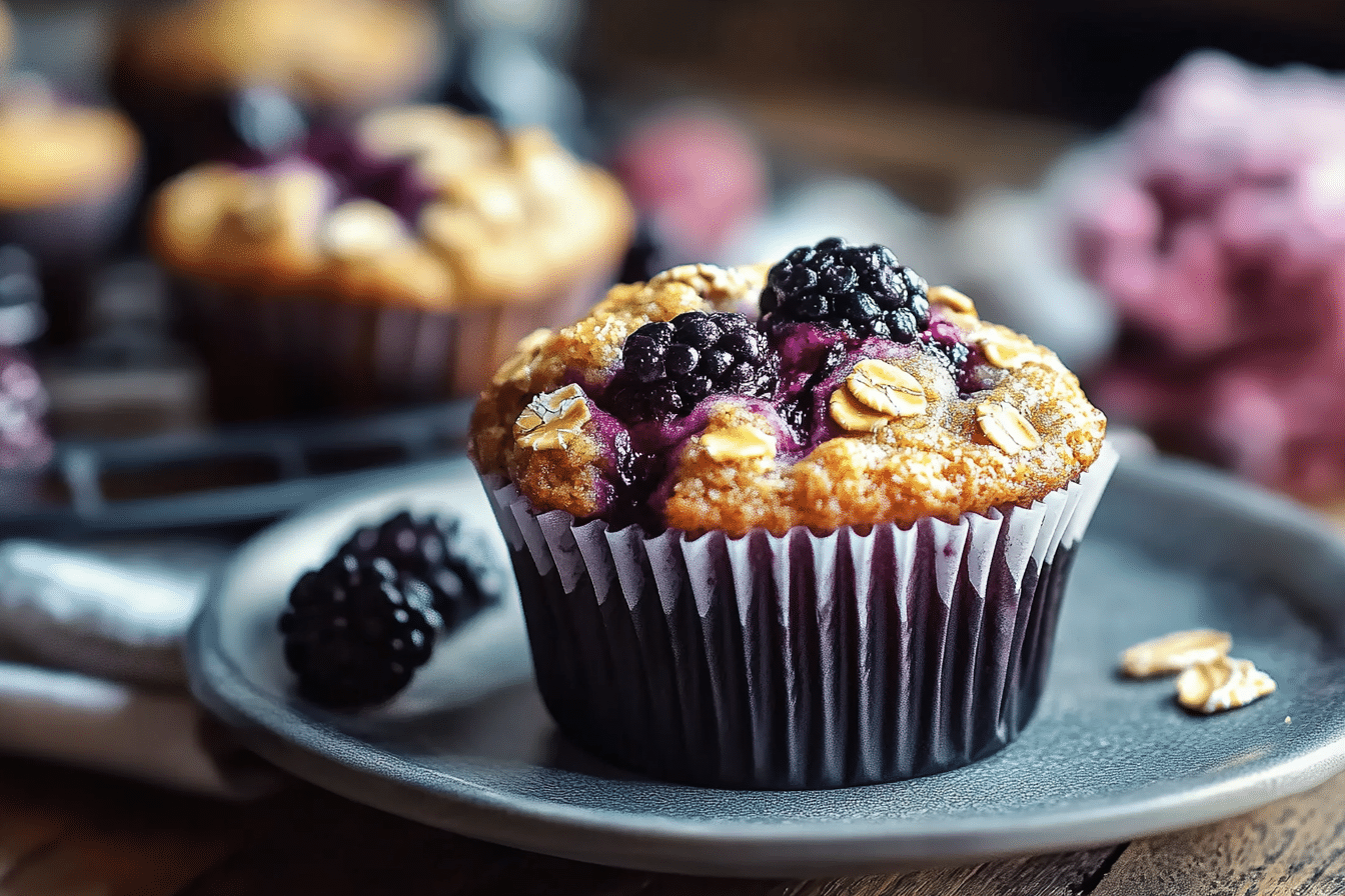 Blackberry Cinnamon Swirl Oatmeal Muffins