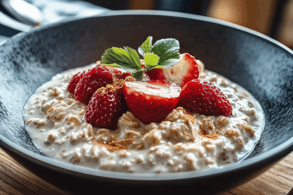 Crock Pot Strawberry and Cream Oatmeal for Two