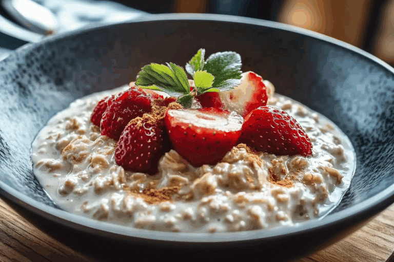 Crock Pot Strawberry and Cream Oatmeal for Two