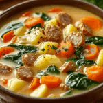 Italian Sausage Potato Soup with Carrots & Spinach