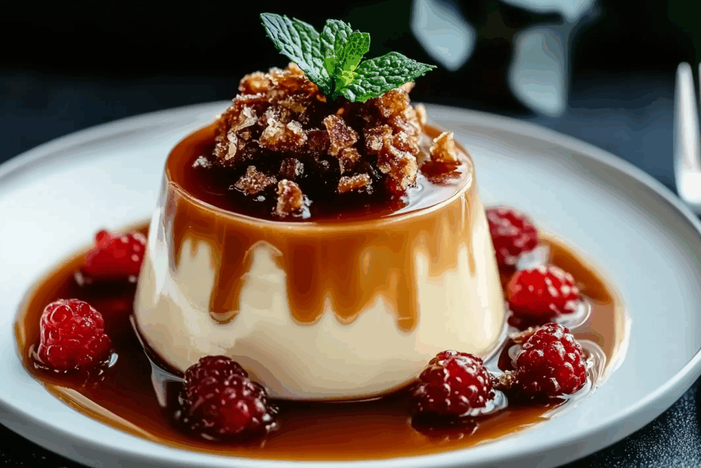 Salted Caramel Panna Cotta with Praline