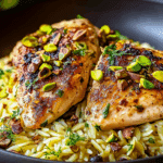 Pistachio Chicken with Lemon Orzo