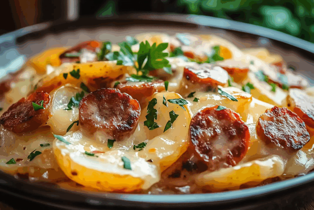 Smoked Sausage Crock Pot Scalloped Potatoes
