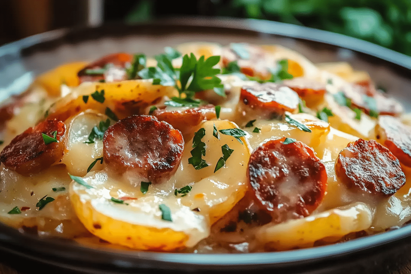 Smoked Sausage Crock Pot Scalloped Potatoes