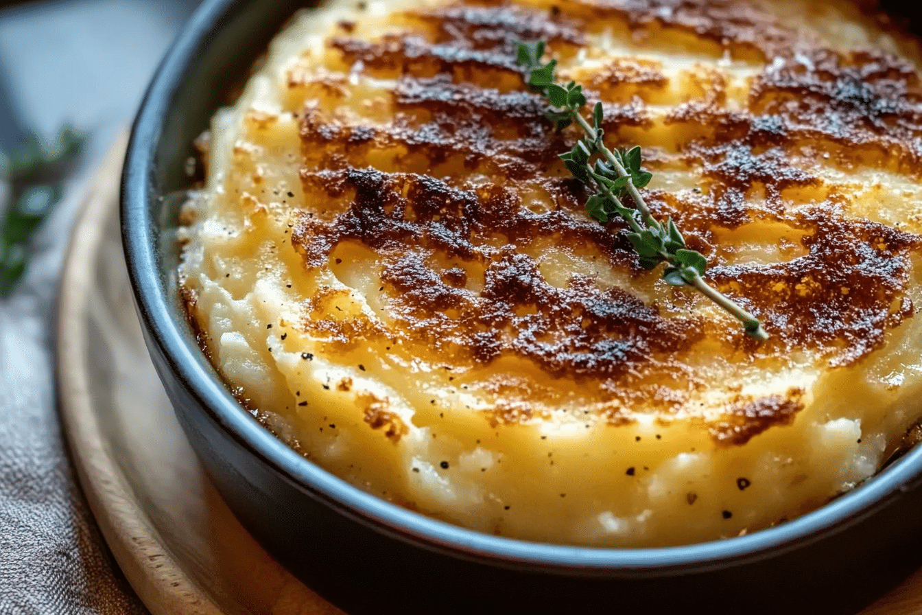 Cheesy Creamy Mashed Potatoes with Garlic Parmesan Potato Gratin