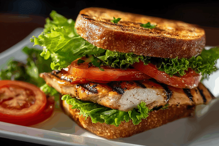 Garlic Butter Lettuce, Tomato & Grilled Chicken Sandwich