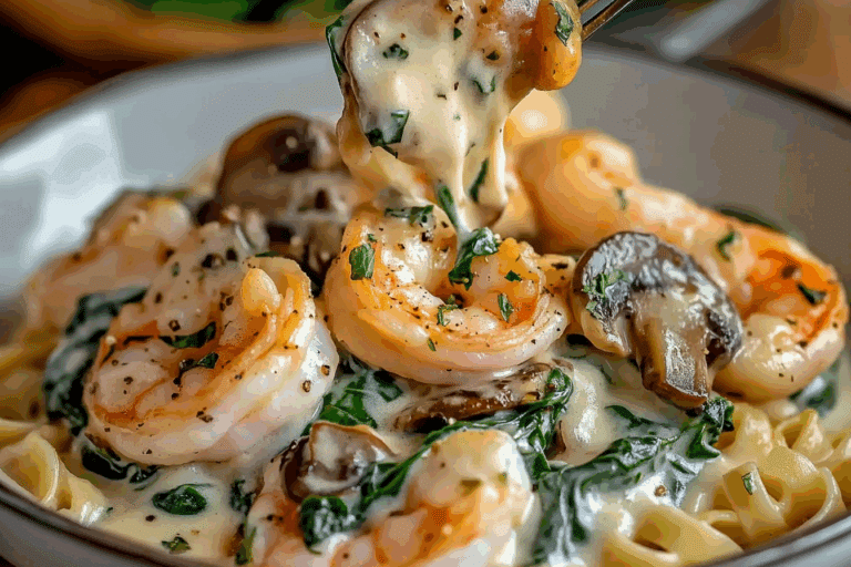 Creamy Spinach Mushroom Shrimp Shells