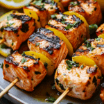 Grilled Lemon Salmon Skewers