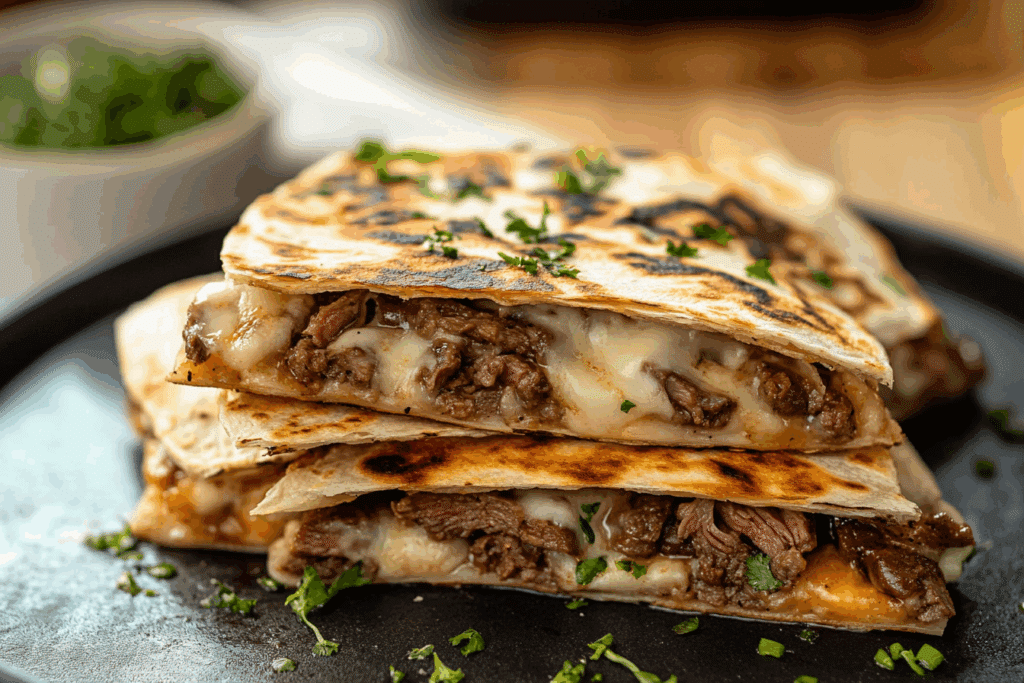 Steak and Cheese Quesadillas on Blackstone