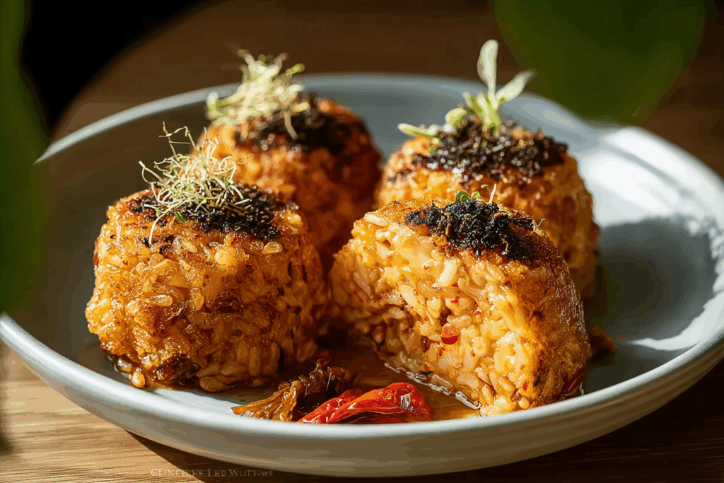 Kimchi Cheese Rice Balls (Crispy, Spicy & Cheesy!)