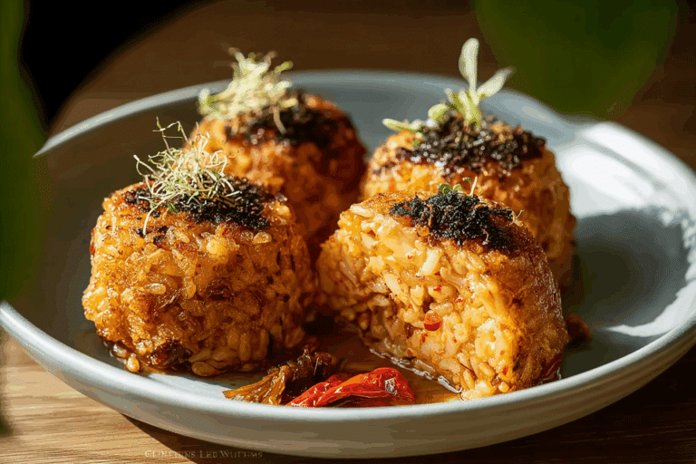 Kimchi Cheese Rice Balls (Crispy, Spicy & Cheesy!)