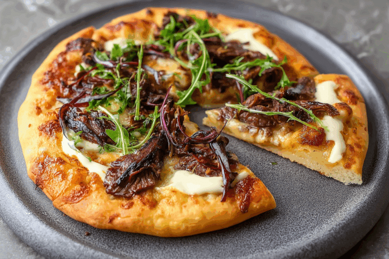 Short Rib Pizza with Smoked Gouda Cream Sauce