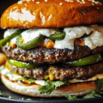 Double-Decker Jalapeño Popper Smash Burgers with Ranch Drizzle