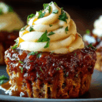 Meatloaf Cupcakes with Whipped Potato Topping