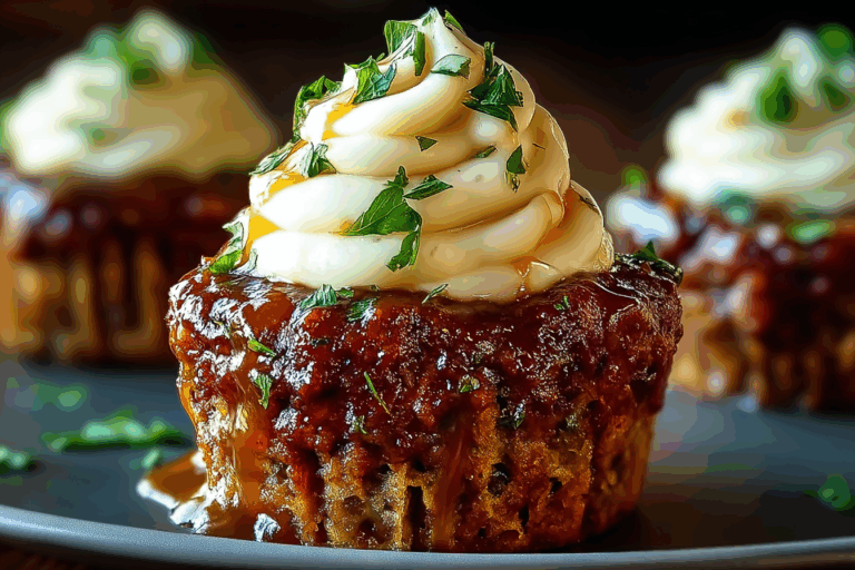 Meatloaf Cupcakes with Whipped Potato Topping