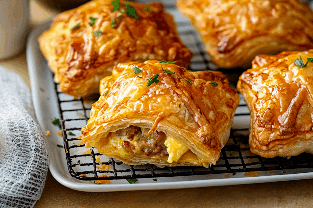 Puff Pastry Breakfast Hand Pies with Sausage, Egg and Cheese