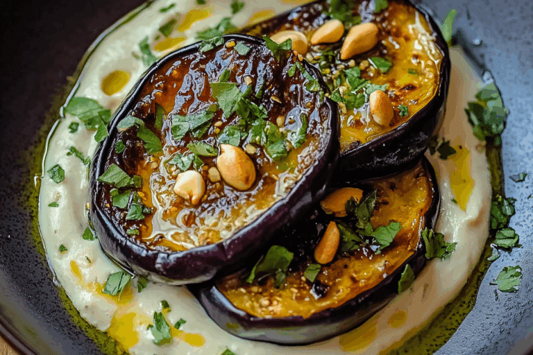Honey-Garlic Eggplant Dippers with Cashew-Lime Cream