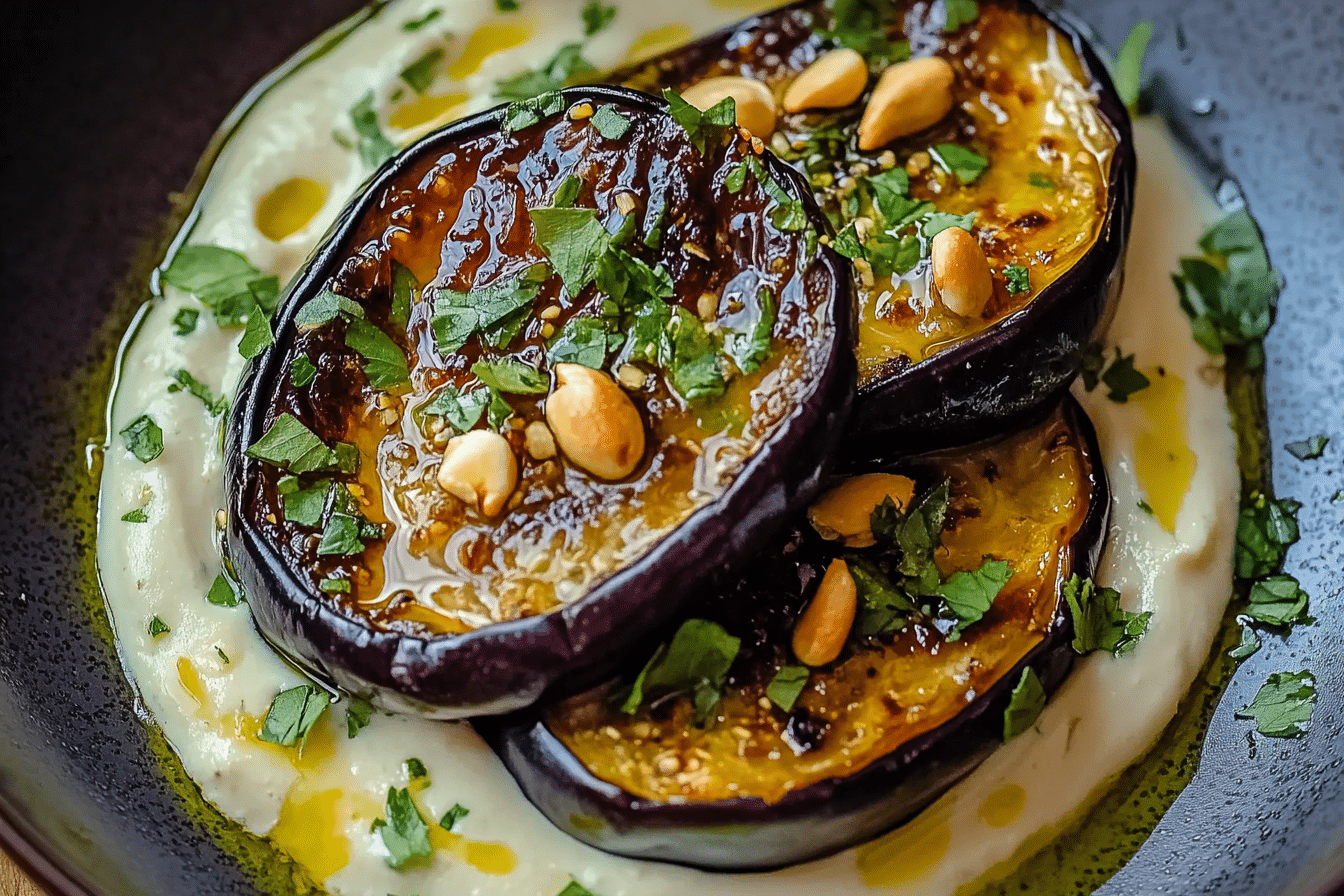 Honey-Garlic Eggplant Dippers with Cashew-Lime Cream