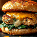 White Cheddar and Spinach Chicken Burgers