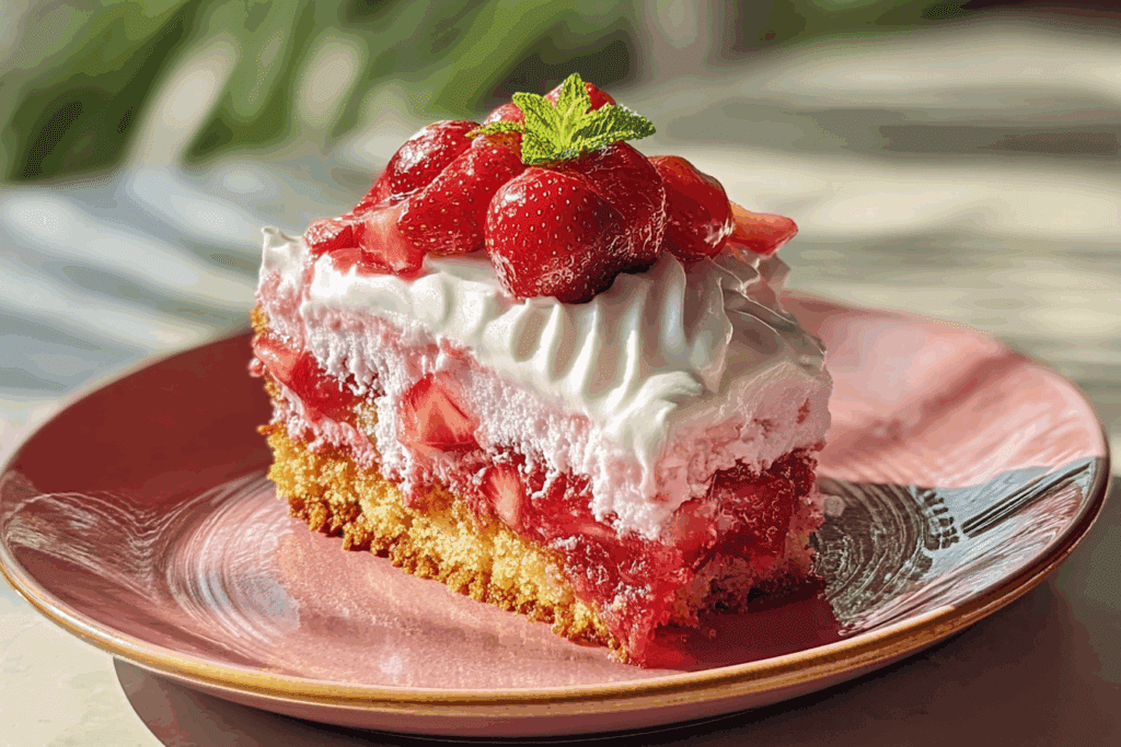 Strawberry Honeybun Cake with Strawberry Cream Icing