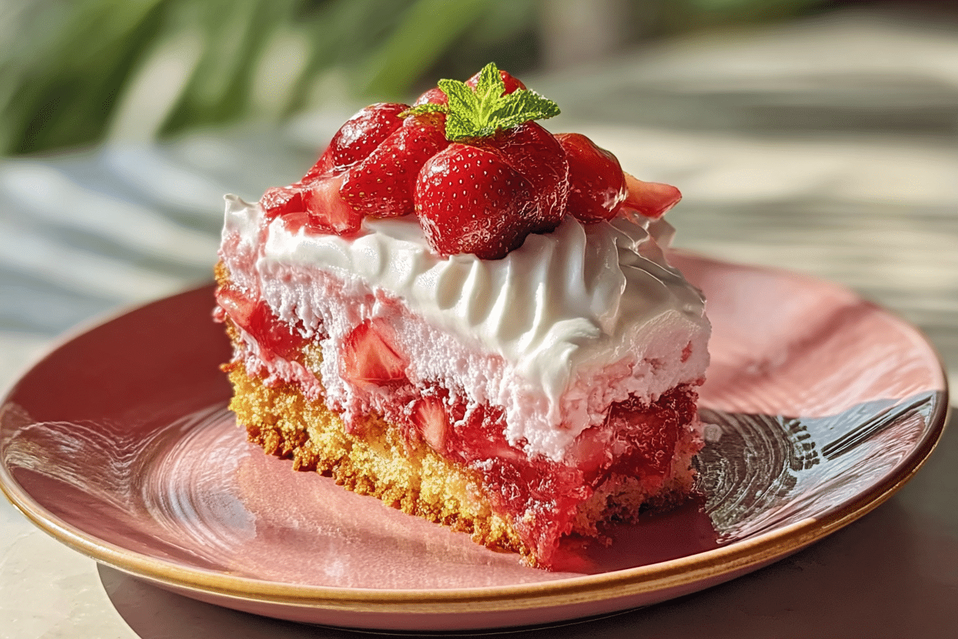 Strawberry Honeybun Cake with Strawberry Cream Icing