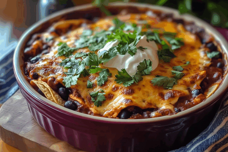 Deep Dish Black Bean Enchilada Casserole