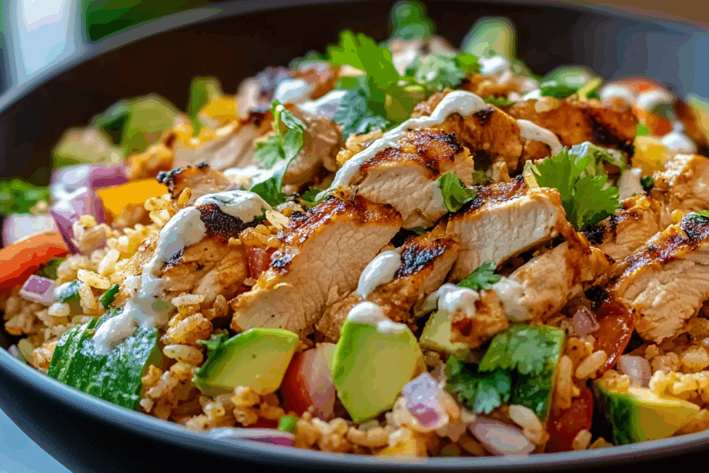 Chicken Shawarma Crispy Rice Salad