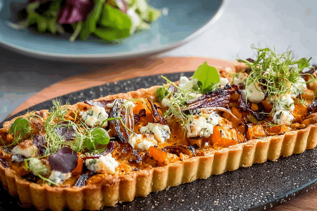 Sweet Potato, Feta & Caramelised Onion Tart