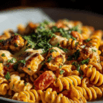 Cheesy Cajun Garlic Chicken Rotini Skillet Recipe