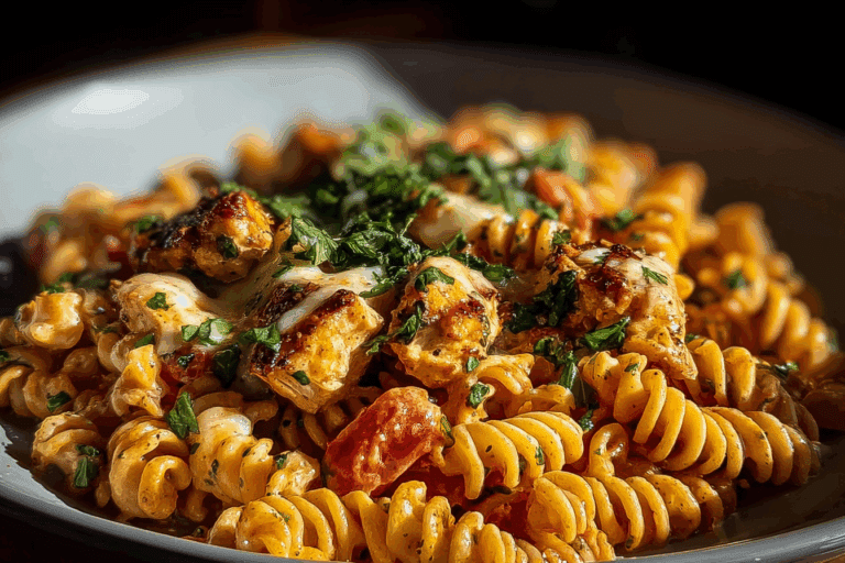 Cheesy Cajun Garlic Chicken Rotini Skillet Recipe